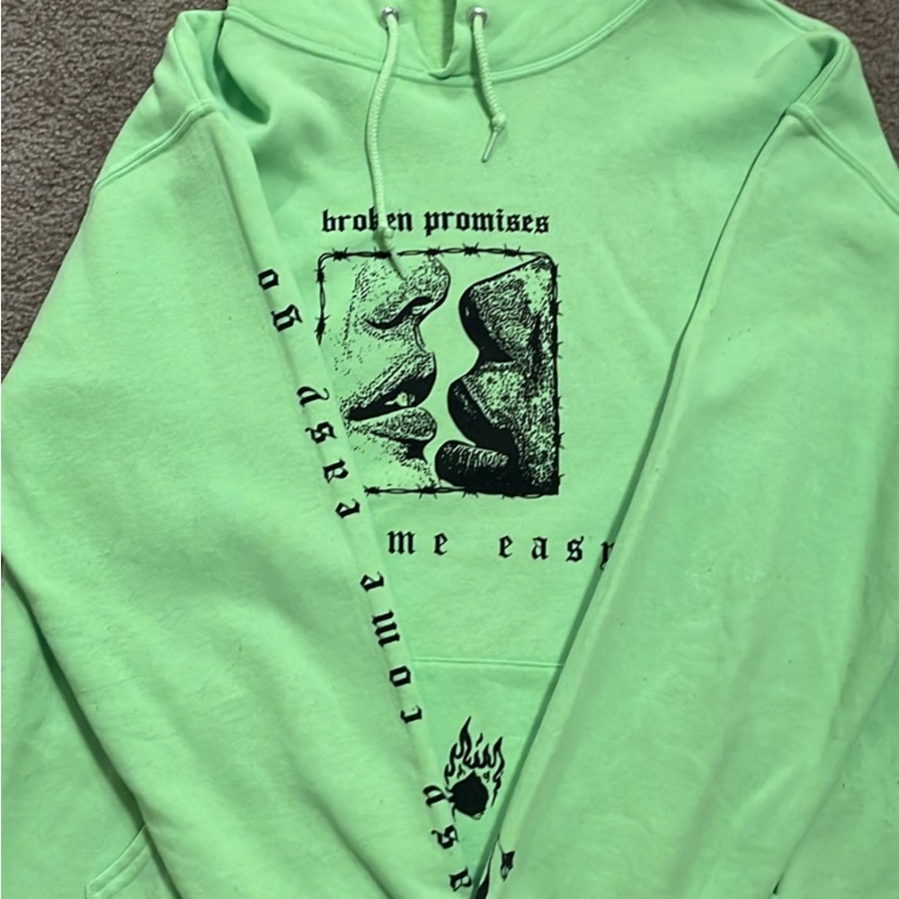 Broken Promises Green Graphic Hoodie